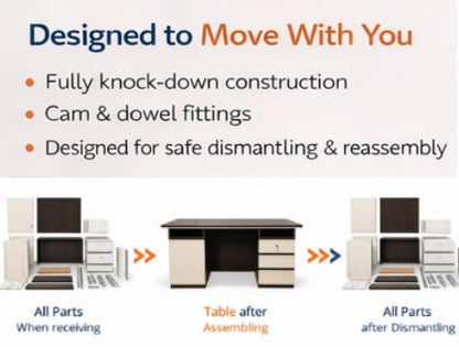 Laminated office table with storage drawers