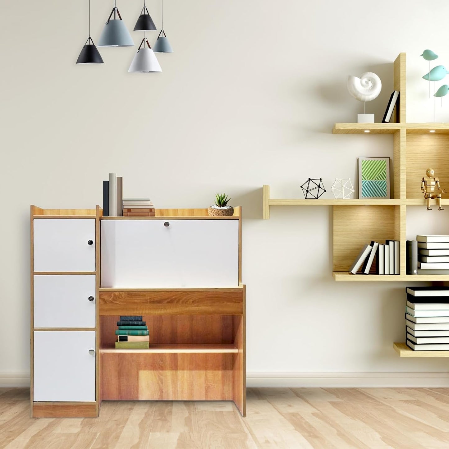 Study table with storage for writing and laptop work