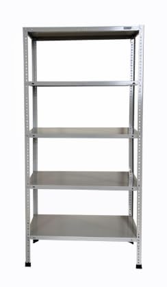 Heavy duty steel slotted angle rack with 5 shelves